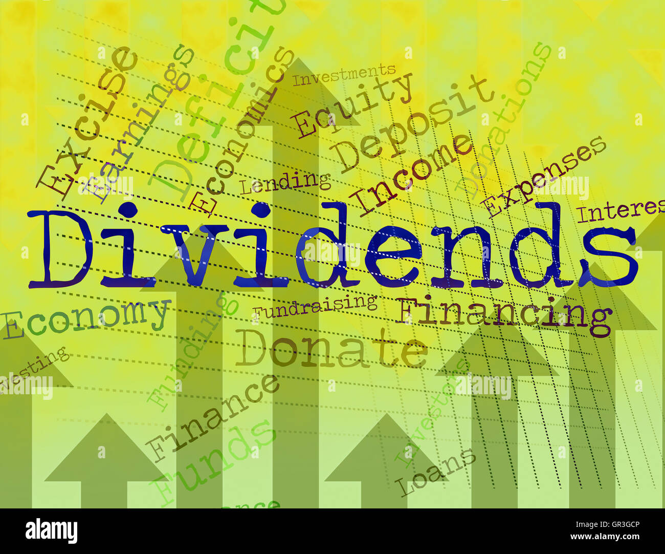 Dividends Word Meaning Stock Market And Incomes Stock Photo