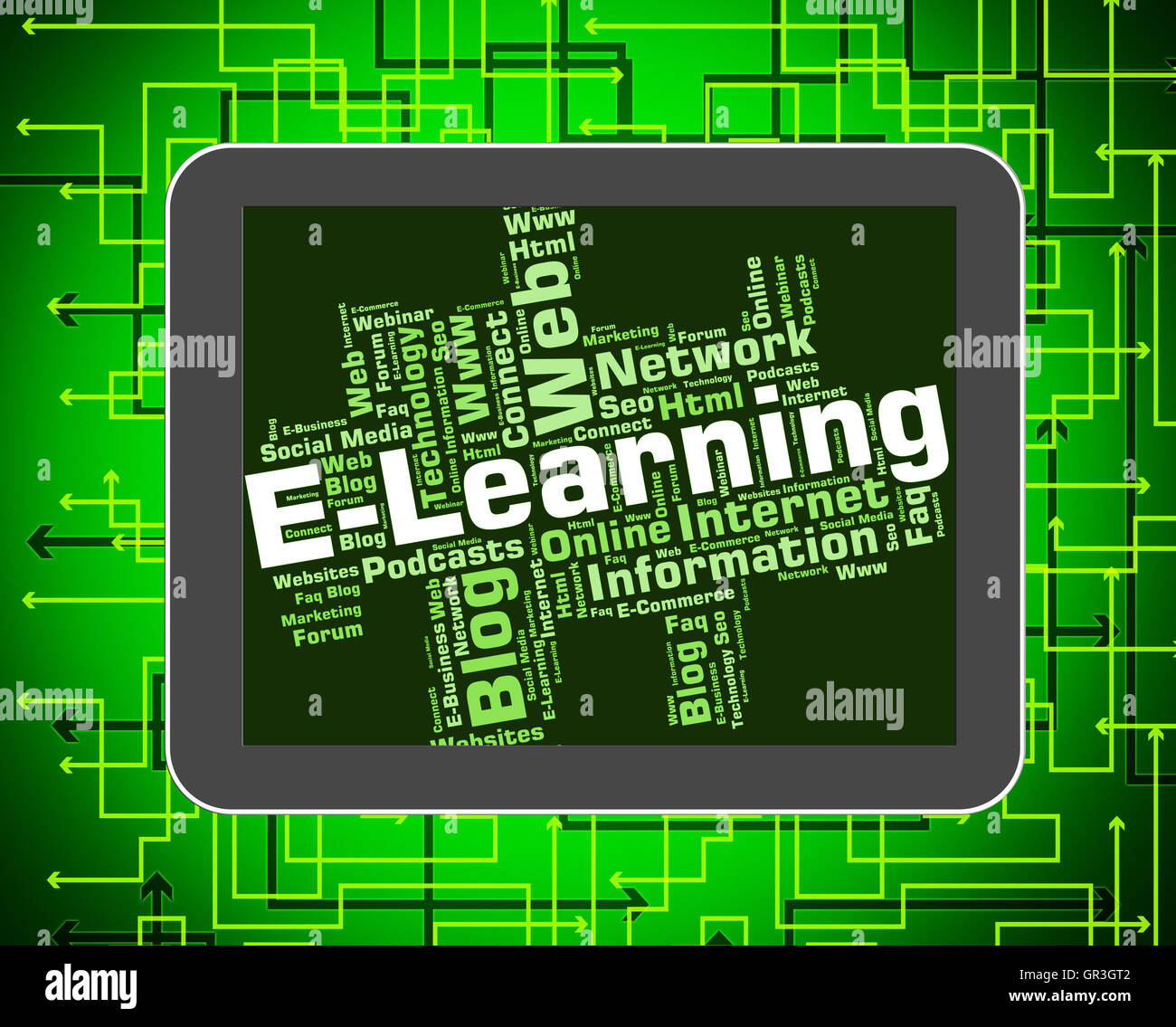 Elearning Word Indicating World Wide Web And Web Site Stock Photo - Alamy
