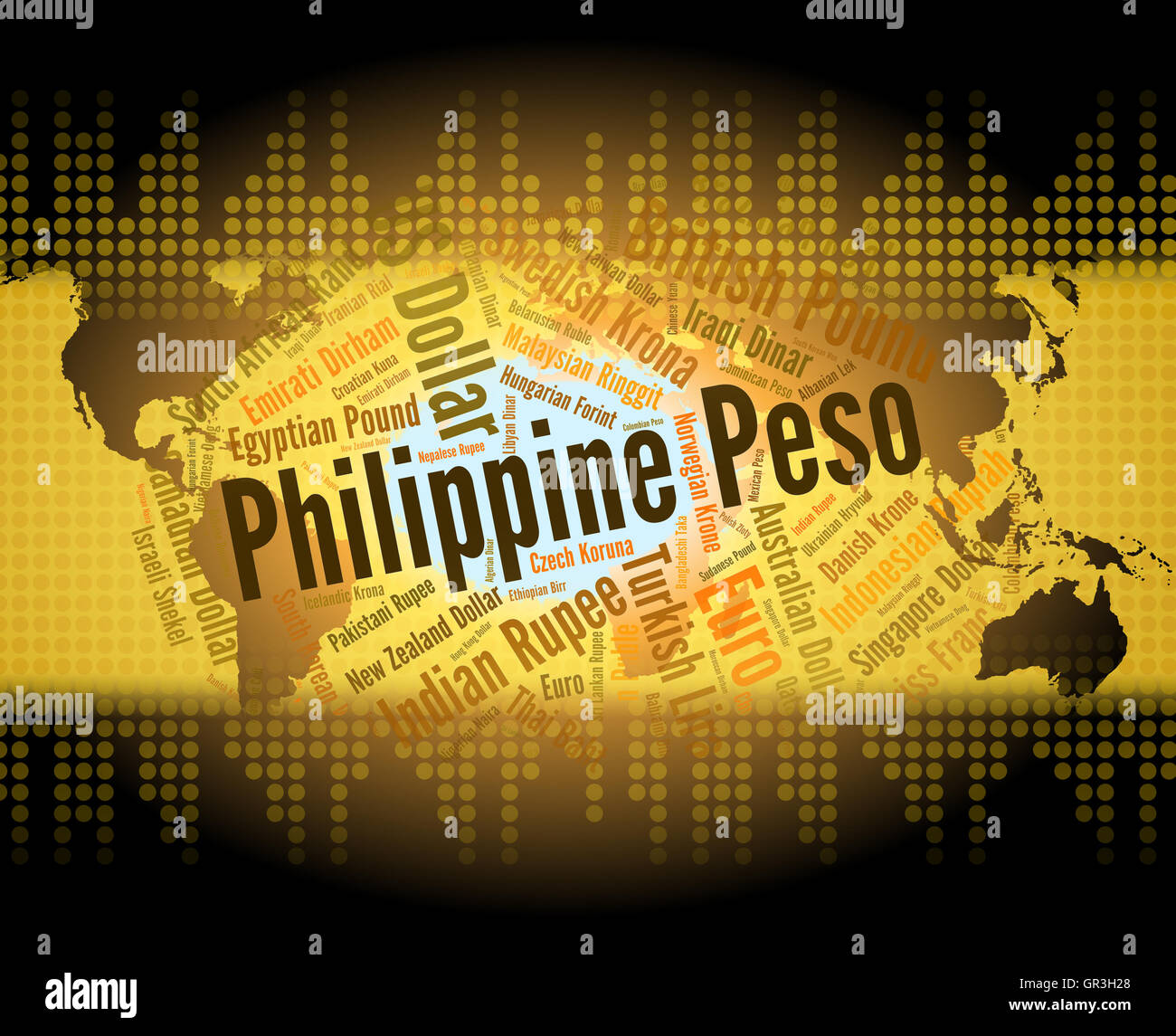 Philippine Peso Indicating Exchange Rate And Wordcloud Stock Photo Alamy