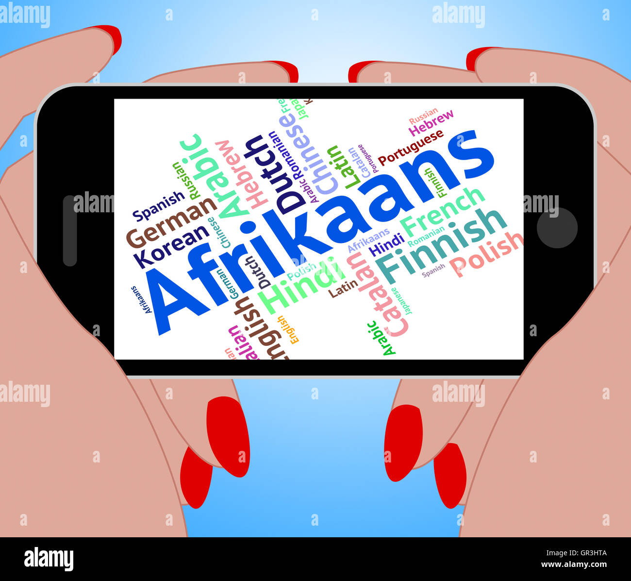 Afrikaans Word Indicating Study Language And Translate Stock Photo