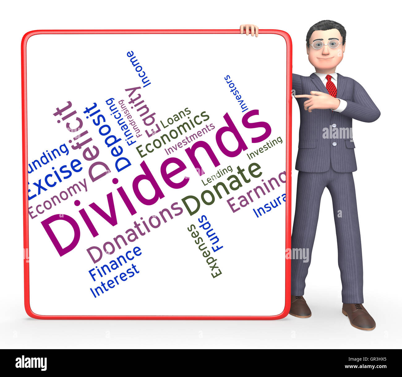 Dividends Word Showing Stock Market And Words Stock Photo