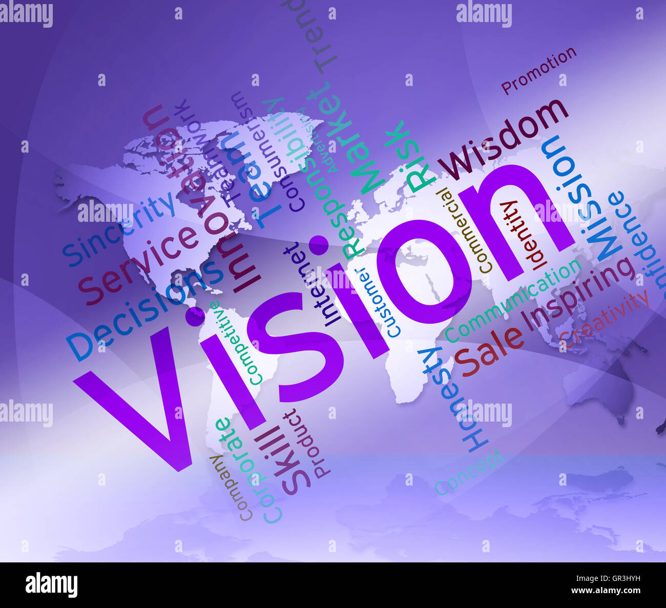 Vision Word Meaning Objective Objectives And Target Stock Photo Alamy