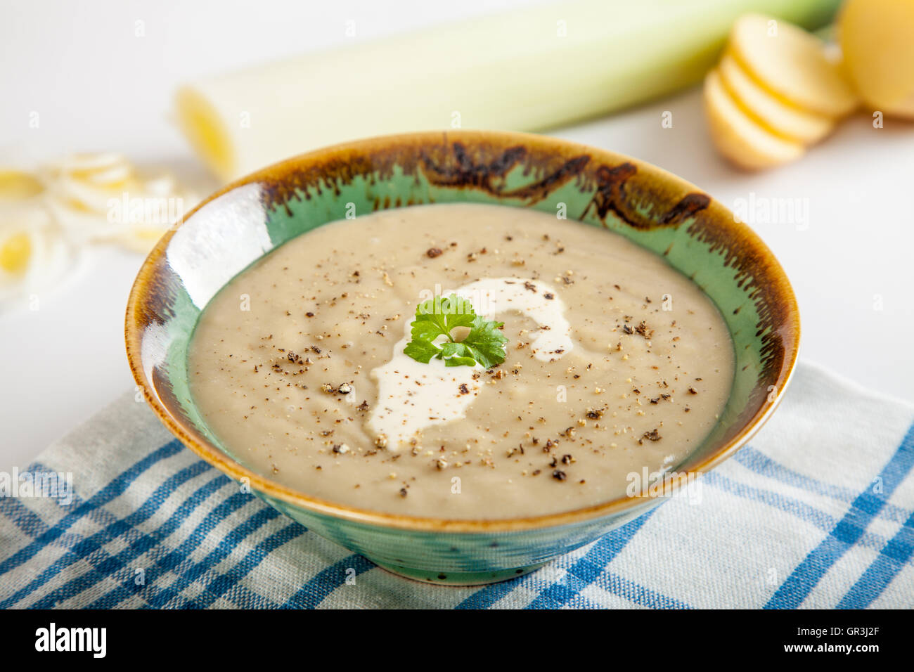 Leek and potato soup Stock Photo