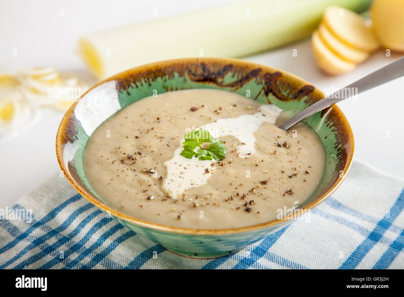 Leek and potato soup Stock Photo