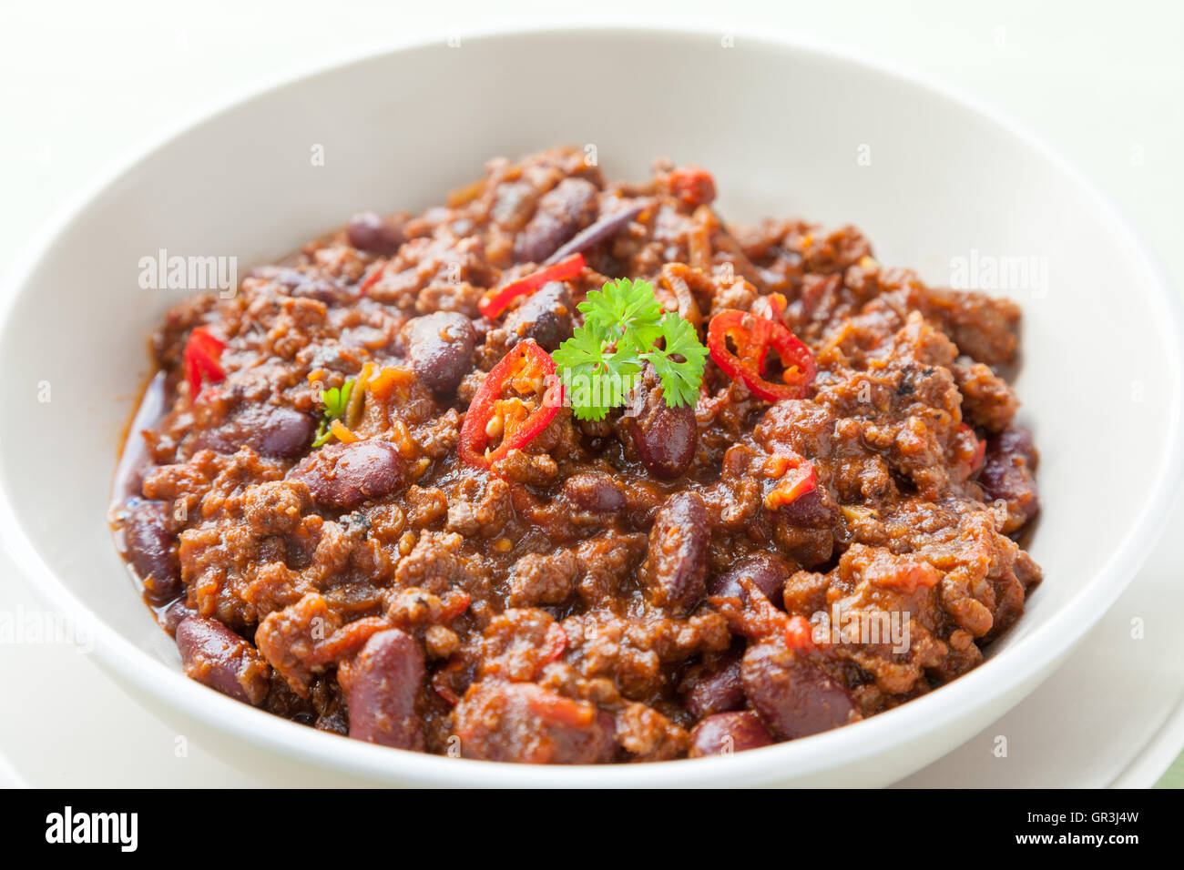 Chili in Bowl Stock Photo Alamy