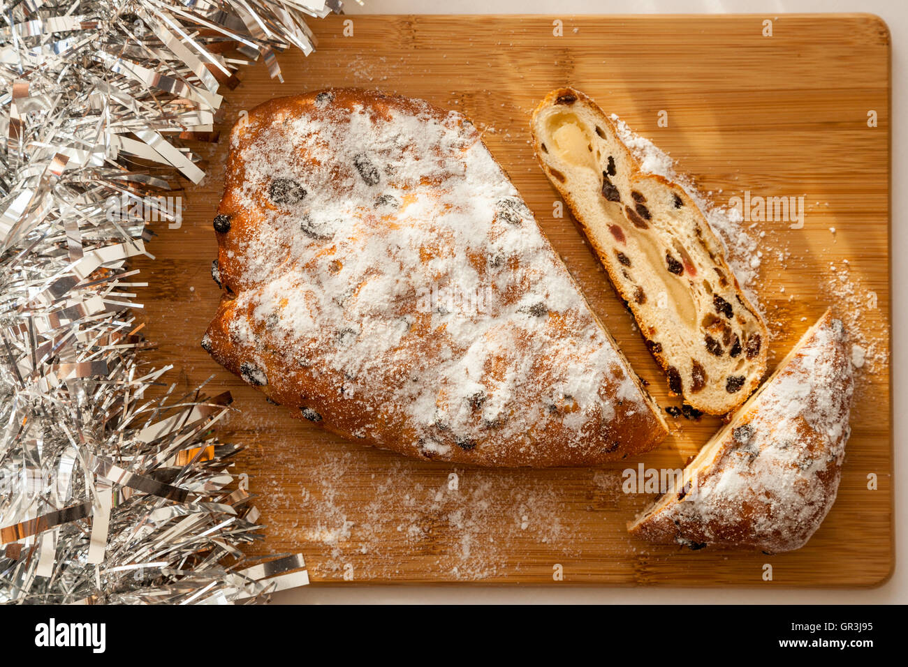 Stollen Cake for Christmas Stock Photo