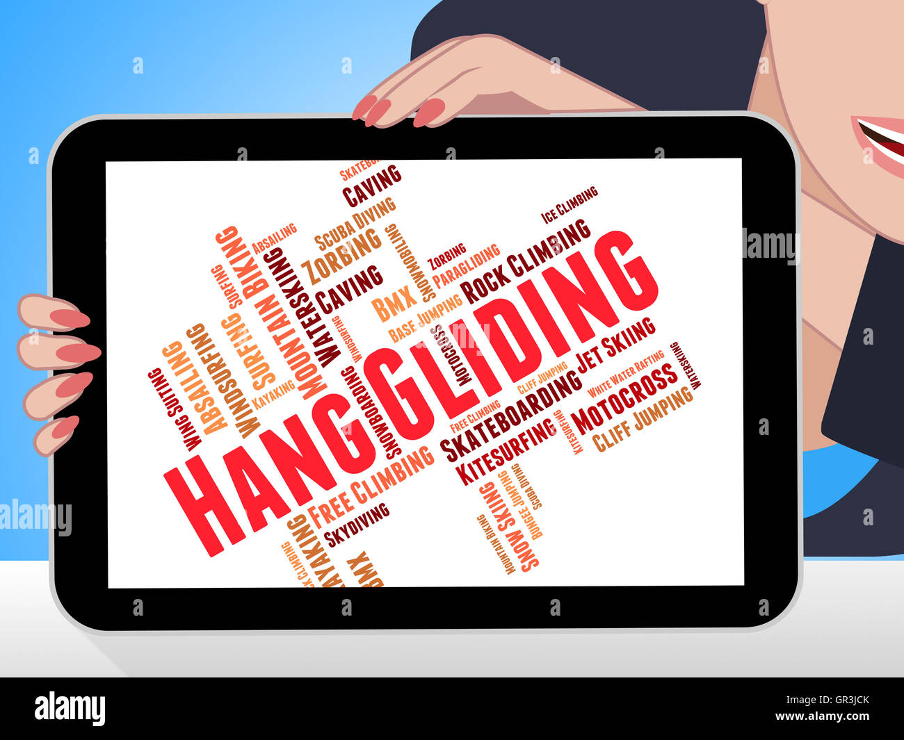 Hang Gliding Indicating Hangglider Word And Hanggliding Stock Photo