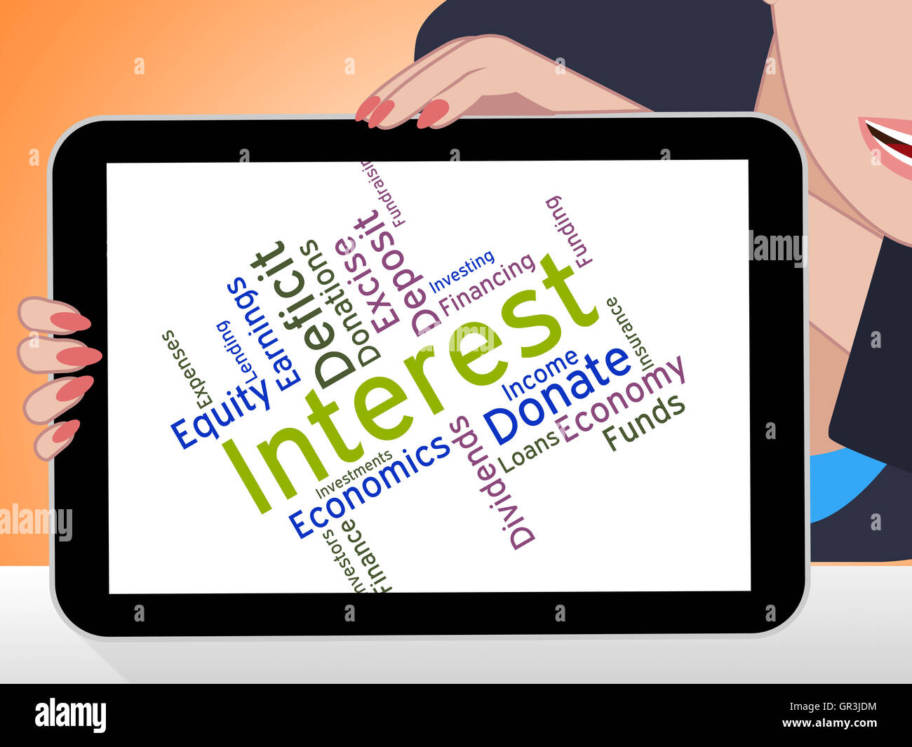 Interest Word Representing Savings Dividends And Wordcloud Stock Photo