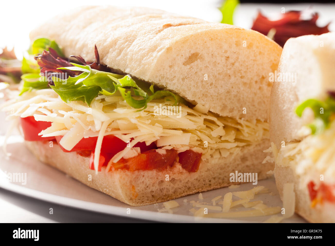 Cheese,tomato,lettuce roll or baguette Stock Photo Alamy