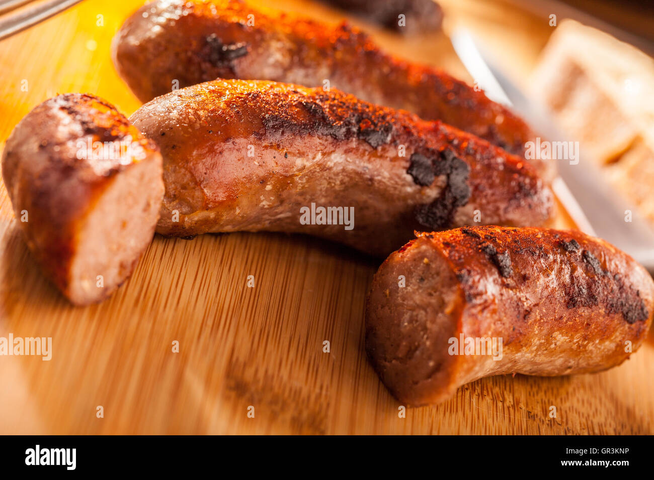 British Sausages Cooked Stock Photo Alamy