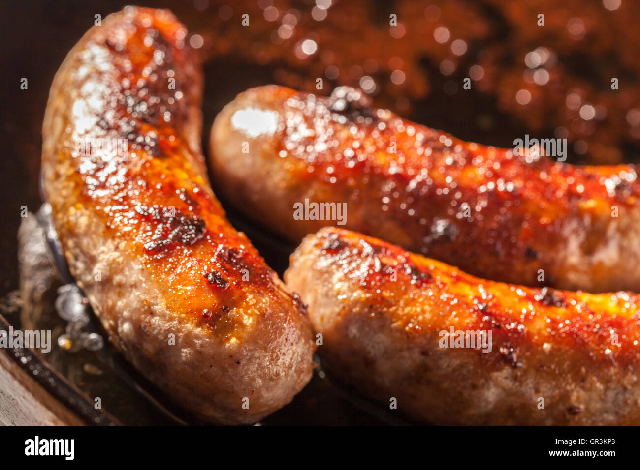 British Sausages Cooked Stock Photo Alamy