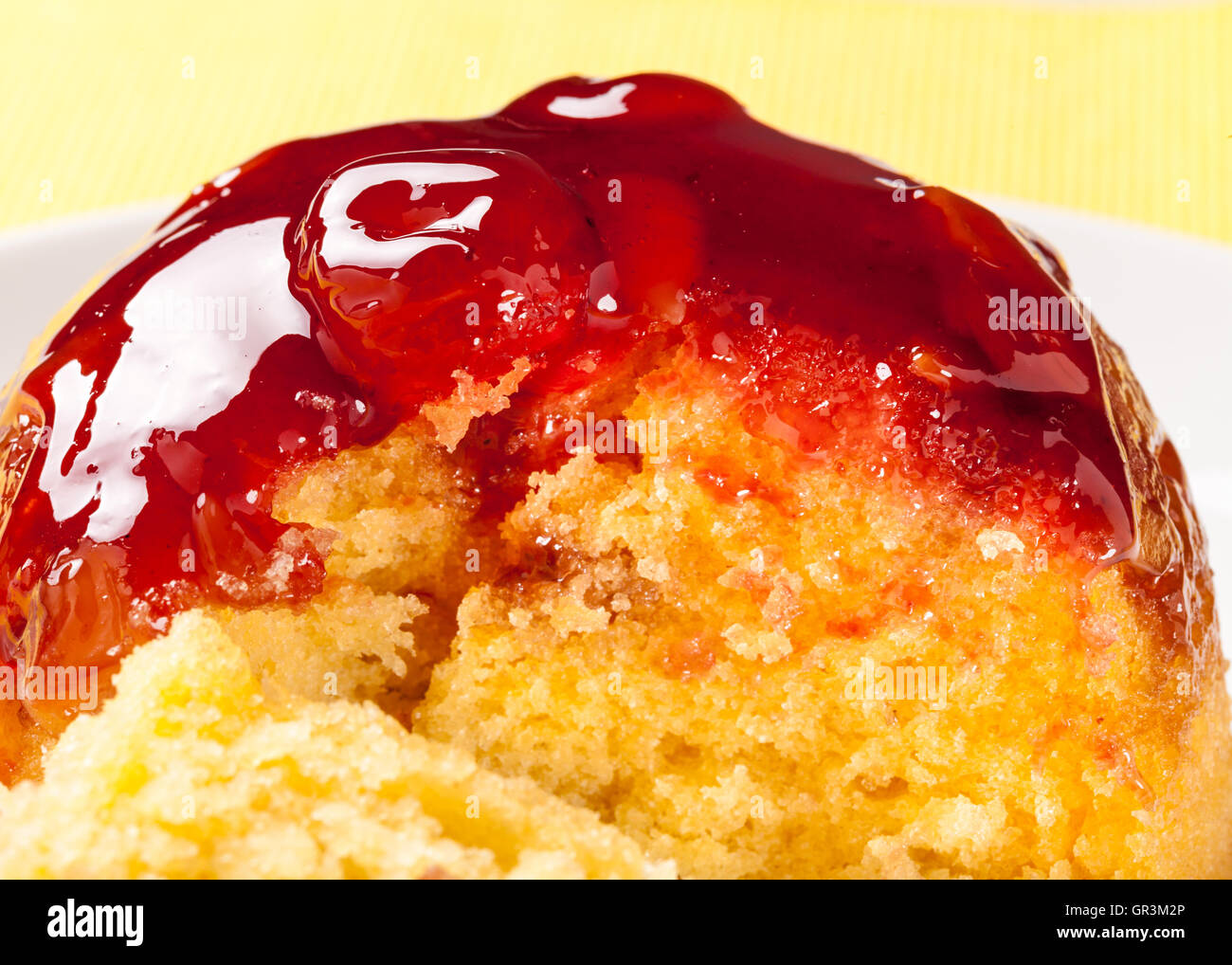 Jam Sponge Pudding Stock Photo Alamy