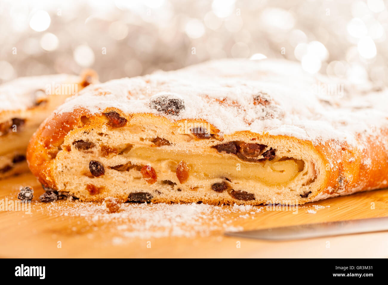 Stollen Cake for Christmas Stock Photo