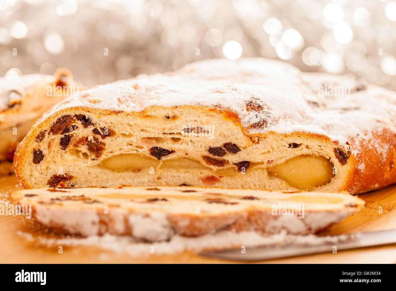 Stollen Cake for Christmas Stock Photo