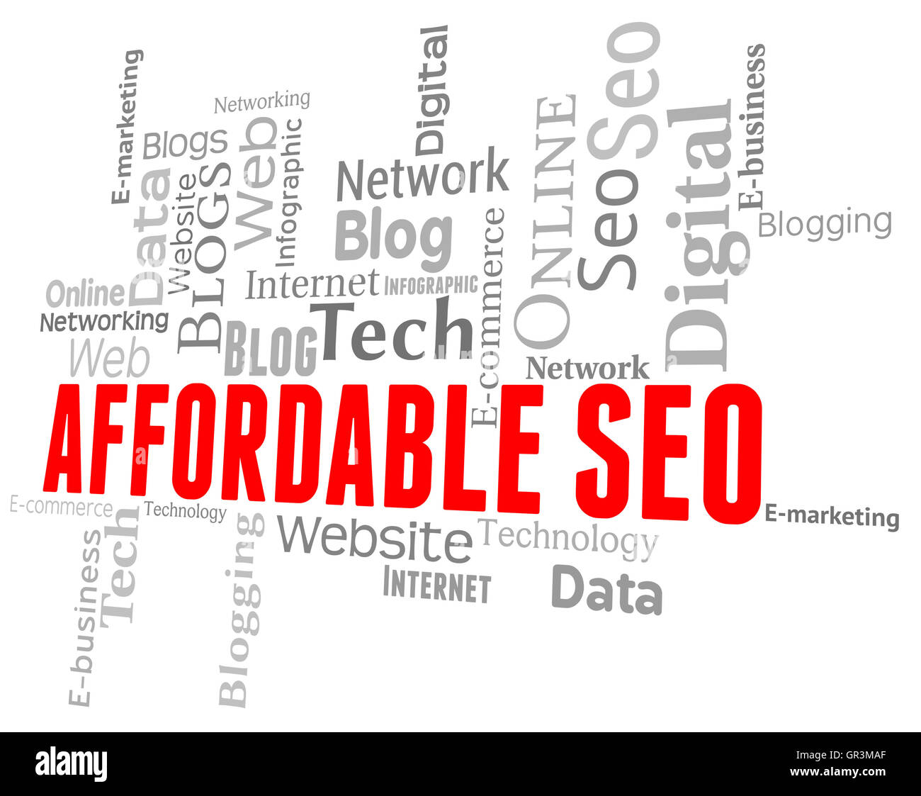 Affordable Seo Indicating Search Engines And Wordclouds Stock Photo