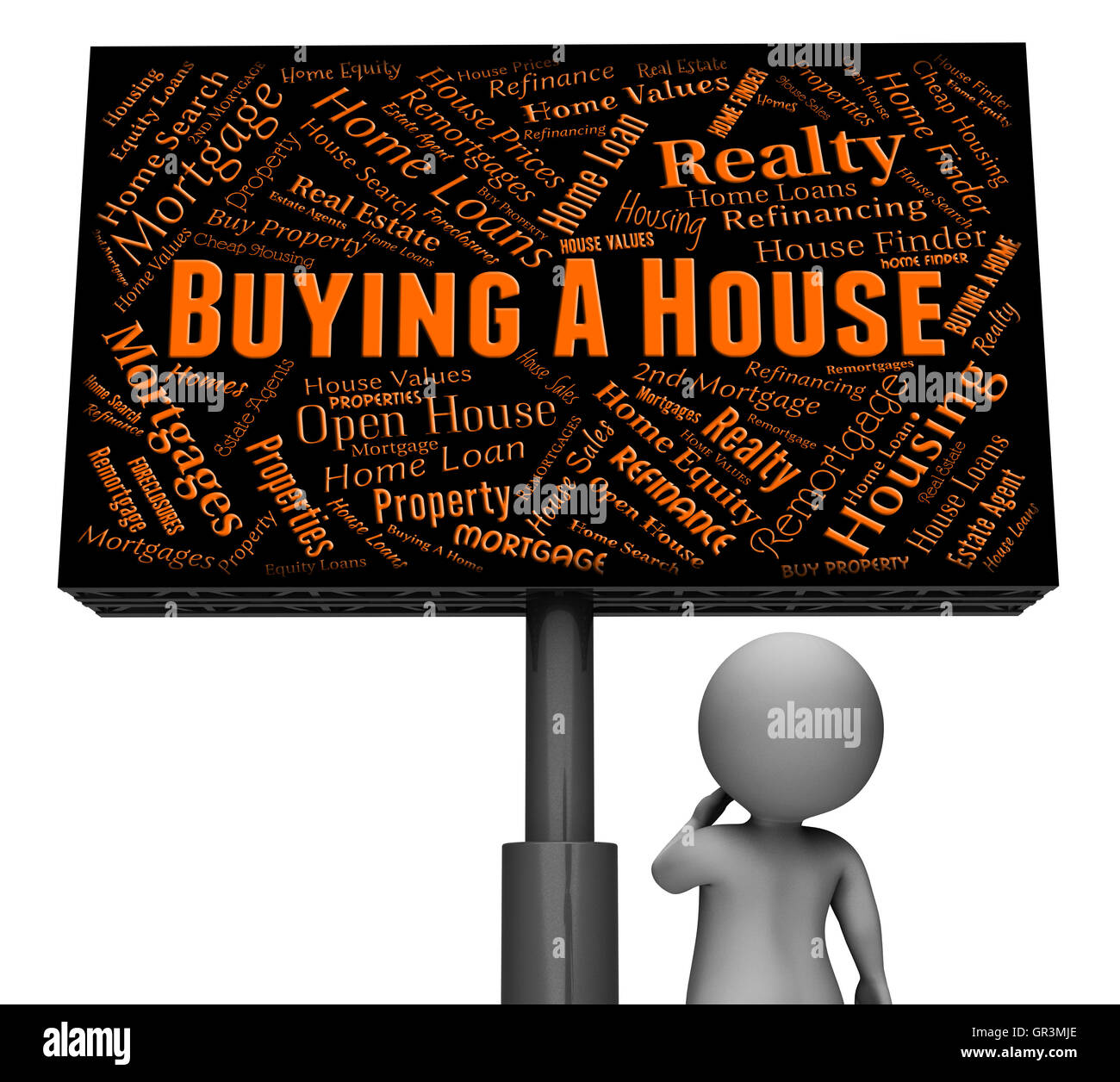Buying A House Representing Residence Shop And Signs Stock Photo Alamy