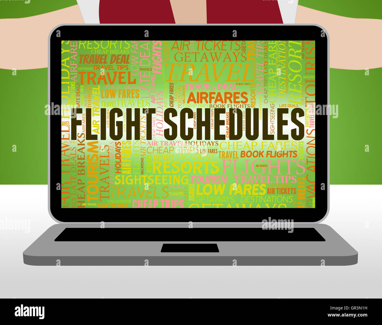 Flight Schedules Showing Voyage Plane And Departure Stock Photo