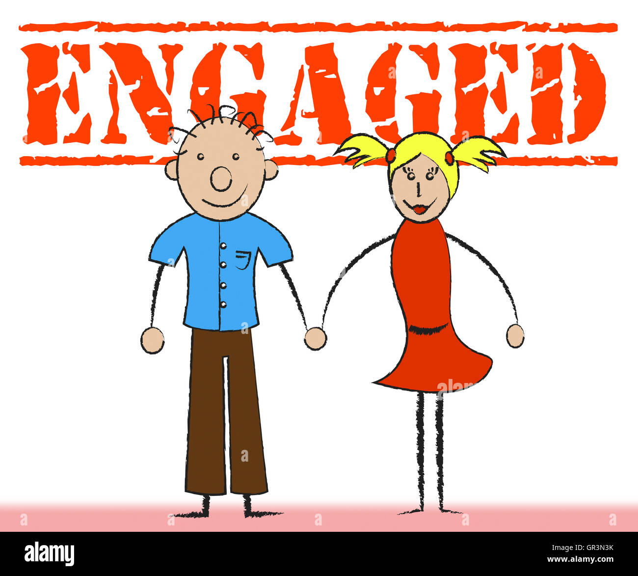 Engaged Couple Indicating Betrothed Together And Couples Stock Photo