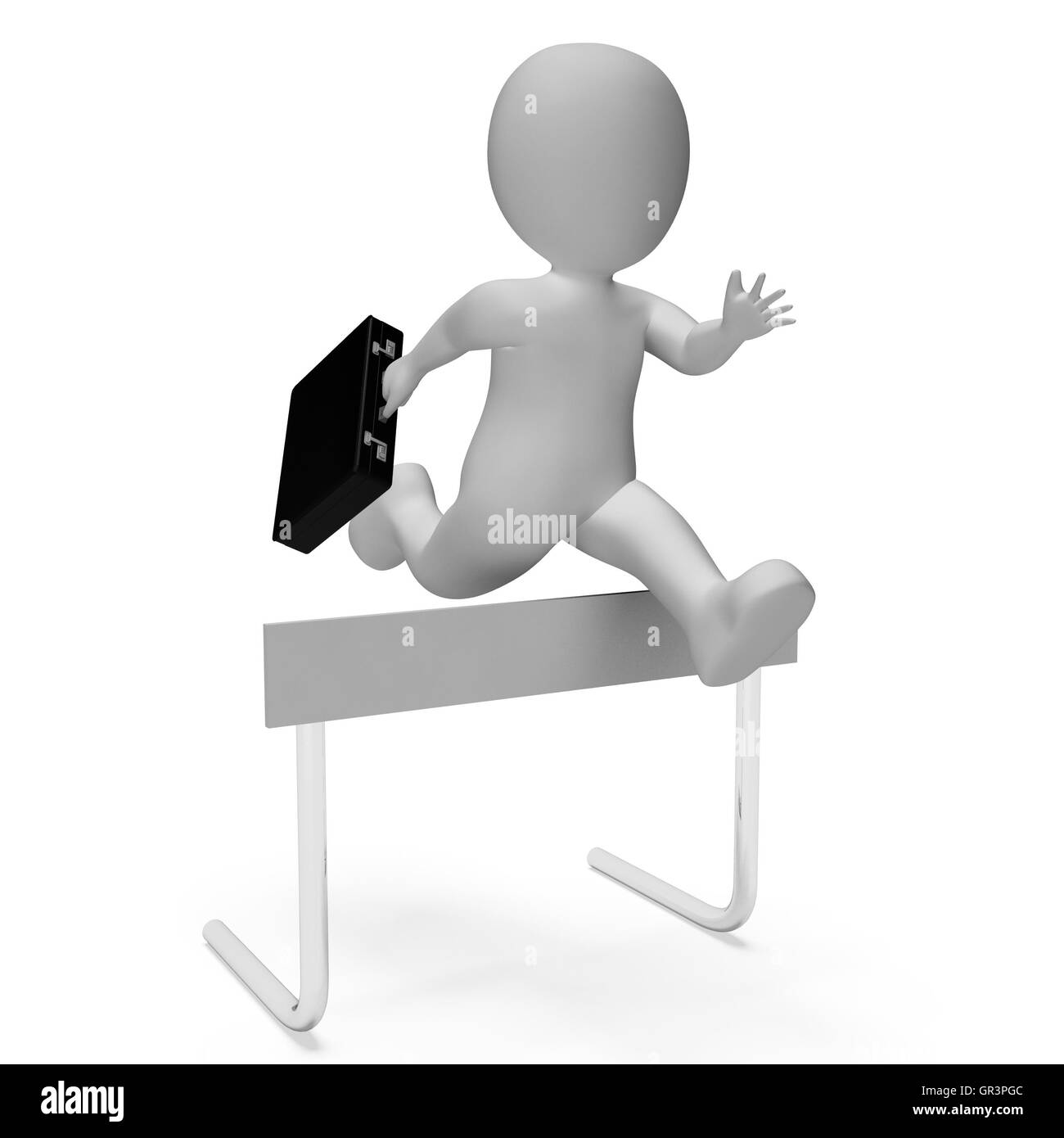 Hurdle Character Meaning Climb Over And Solve 3d Rendering Stock Photo
