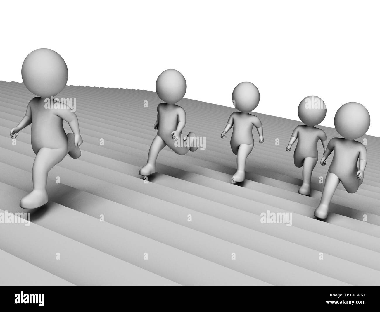 Stairs Running Meaning Get Fit And Jog 3d Rendering Stock Photo Alamy