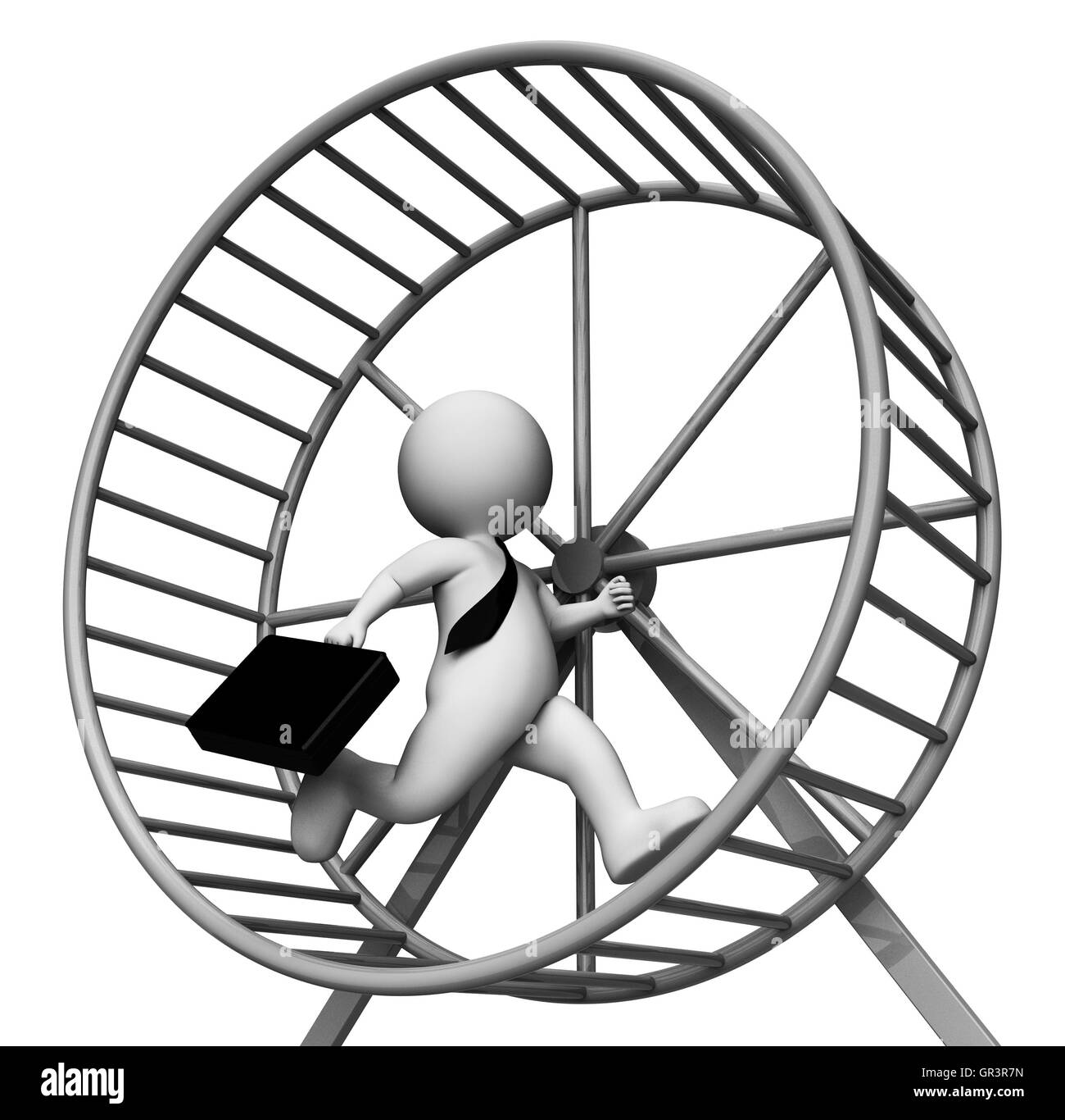 Hamster Wheel Meaning Business Person And Burdensome 3d Rendering Stock Photo