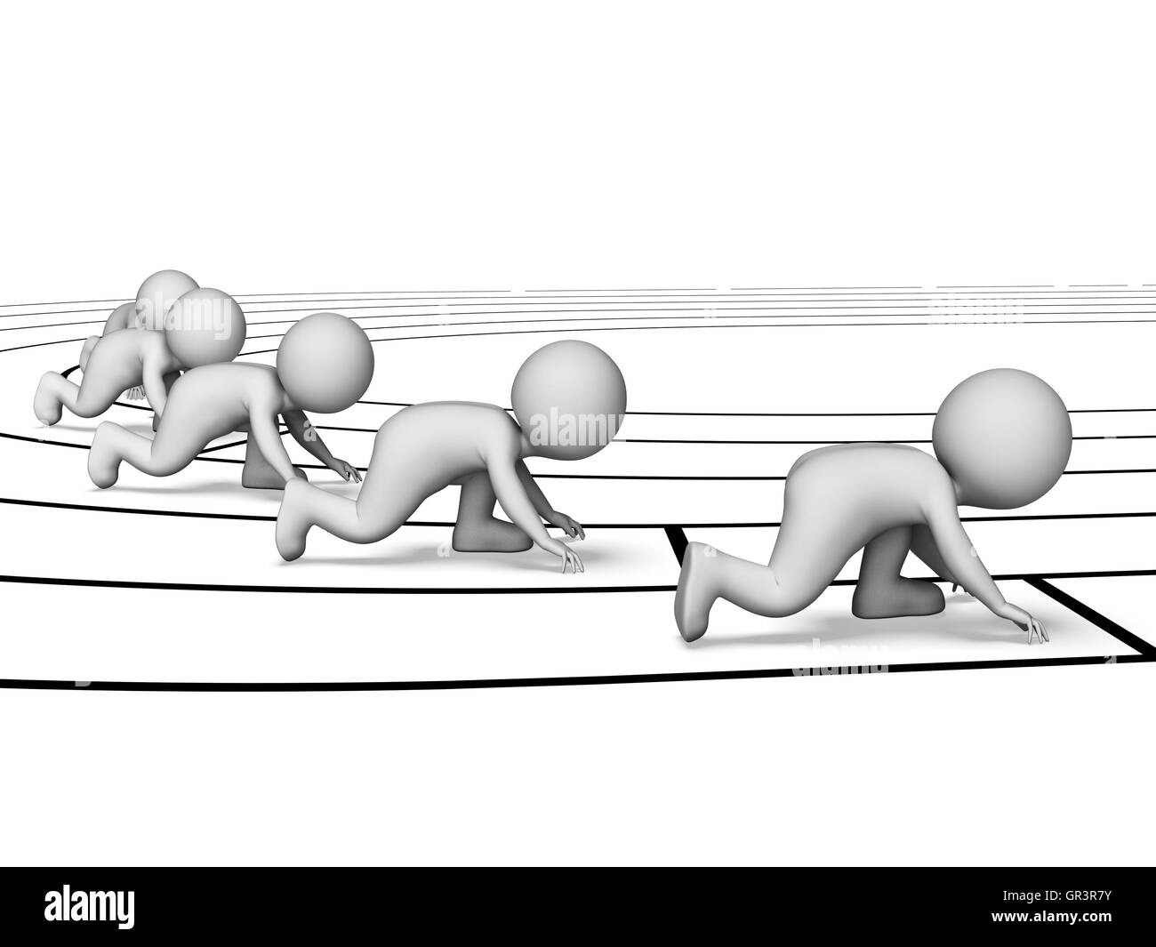 Characters Running Indicating Athletics Sprinting And Athletic 3d Rendering Stock Photo
