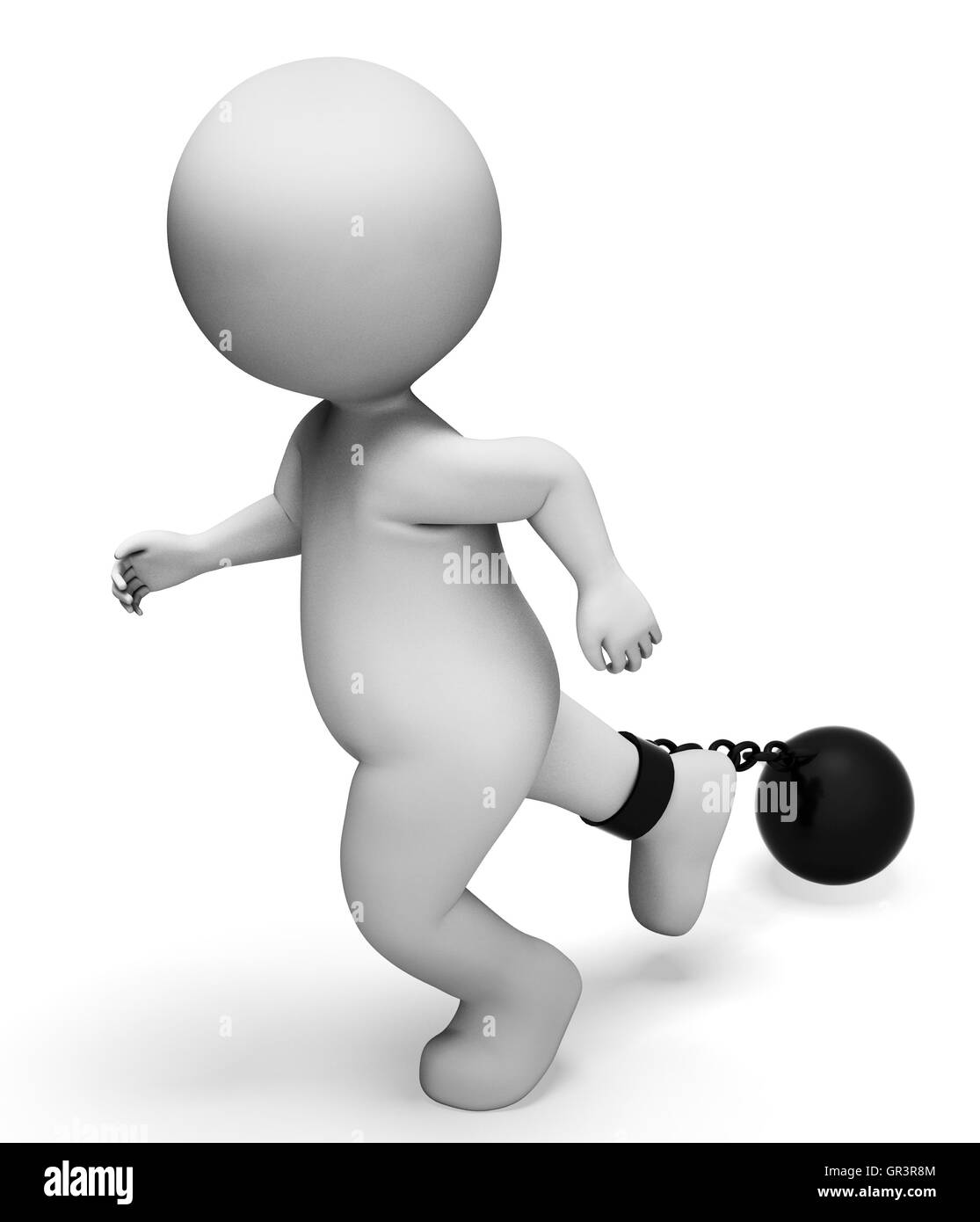 Ball And Chain Showing Held Back And Restrain 3d Rendering Stock Photo