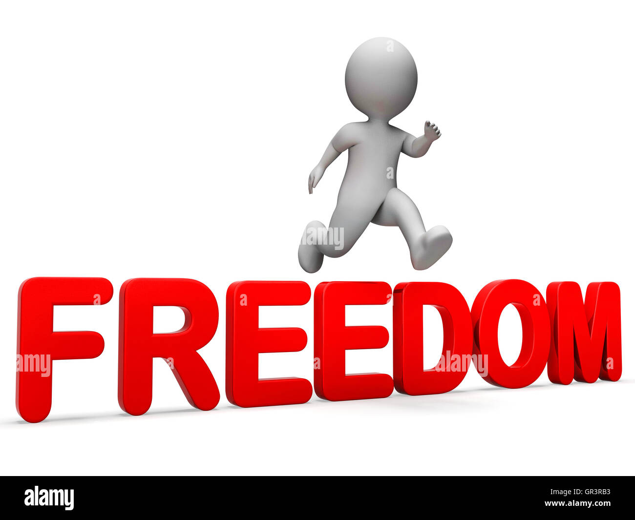 Freedom Attain Indicating Break Out And Jumps 3d Rendering Stock Photo