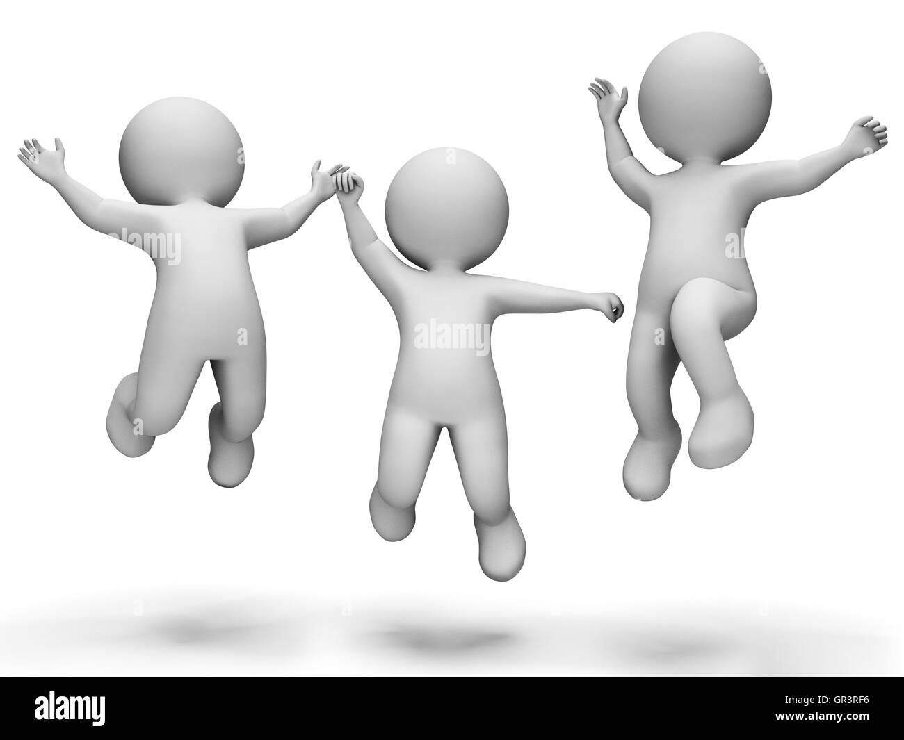 Celebrate Happy Showing Jubilant Jumping And Cheerful 3d Rendering