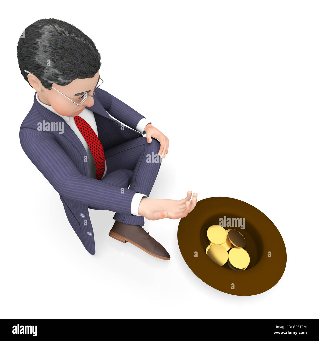 Begging Character Meaning Business Person And Prosperity 3d Rendering Stock Photo