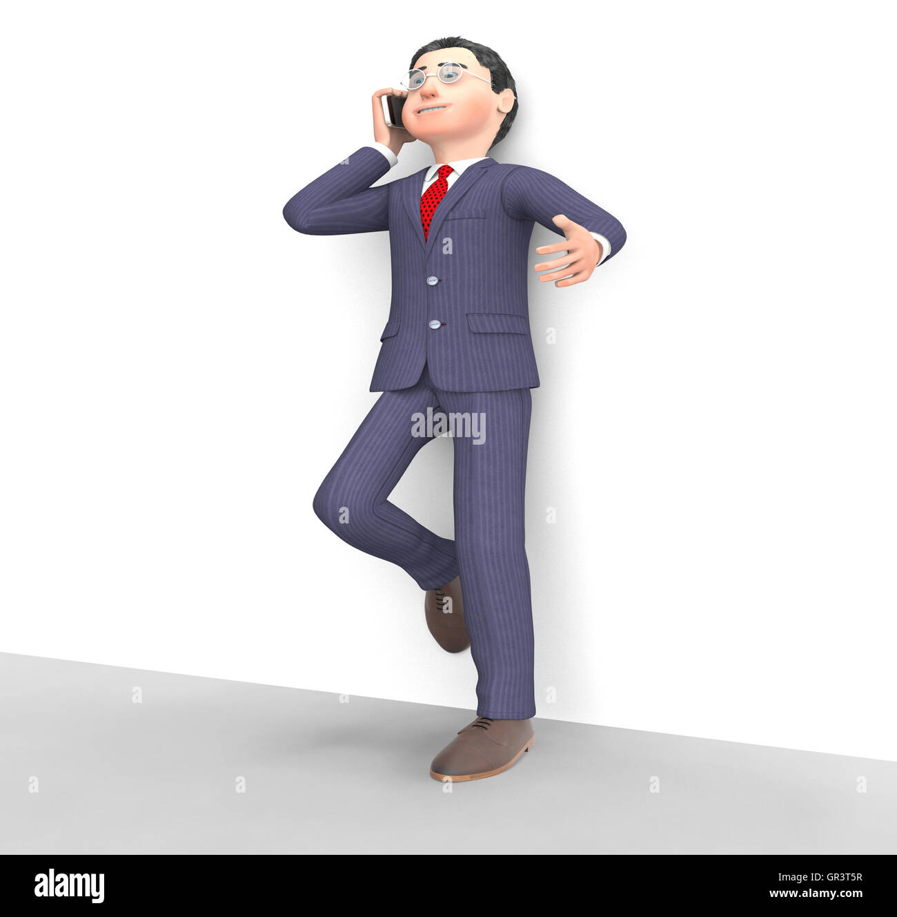 Character Smartphone Showing Call Us And Talked 3d Rendering Stock Photo