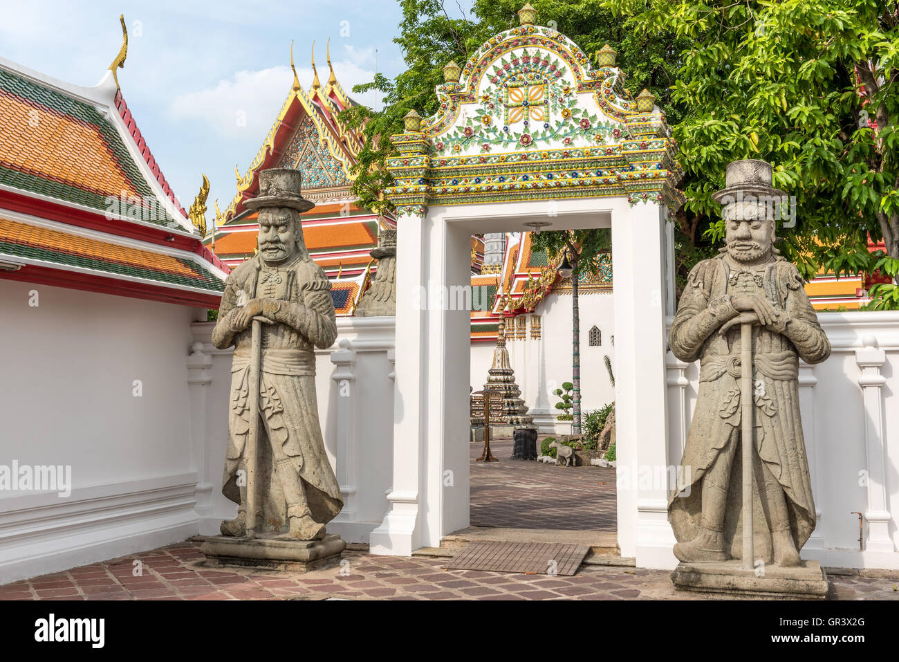 Wat Pho buddhist temple on the bank of the Chao Phraya River in Bangkok, capital city of Bangkok Stock Photo