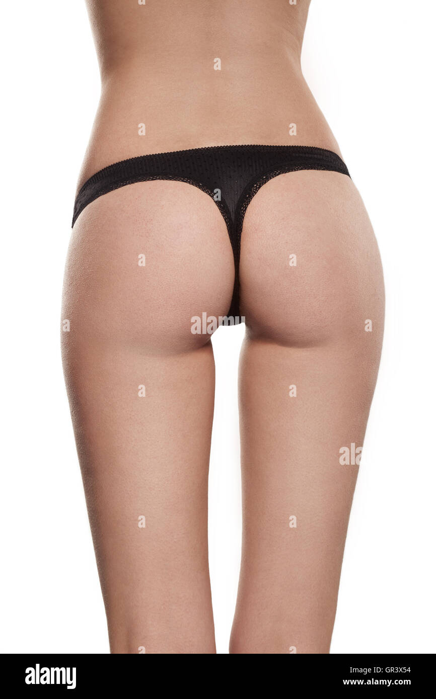 woman with sexy butt, ass in black thong isolated on white background Stock  Photo - Alamy
