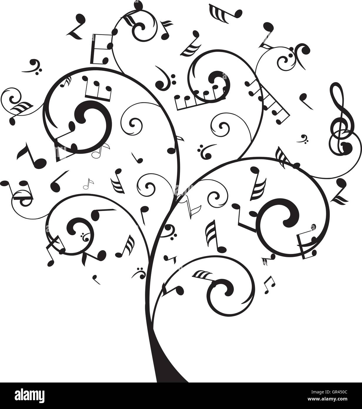 vector illustration of a tree with musical notes Stock Vector Image & Art -  Alamy