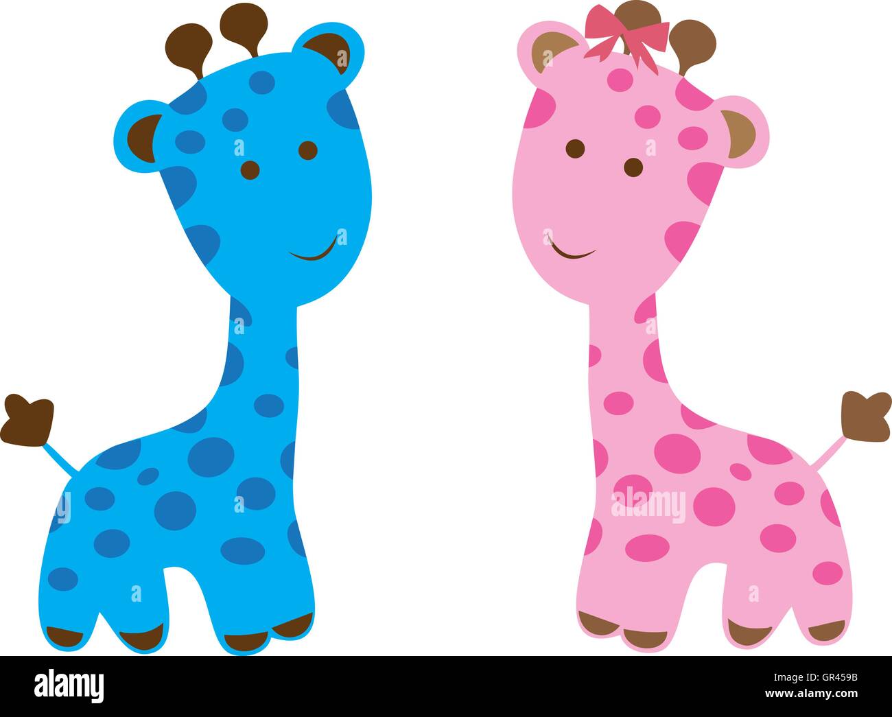 vector illustration of cute baby shower giraffes Stock Vector
