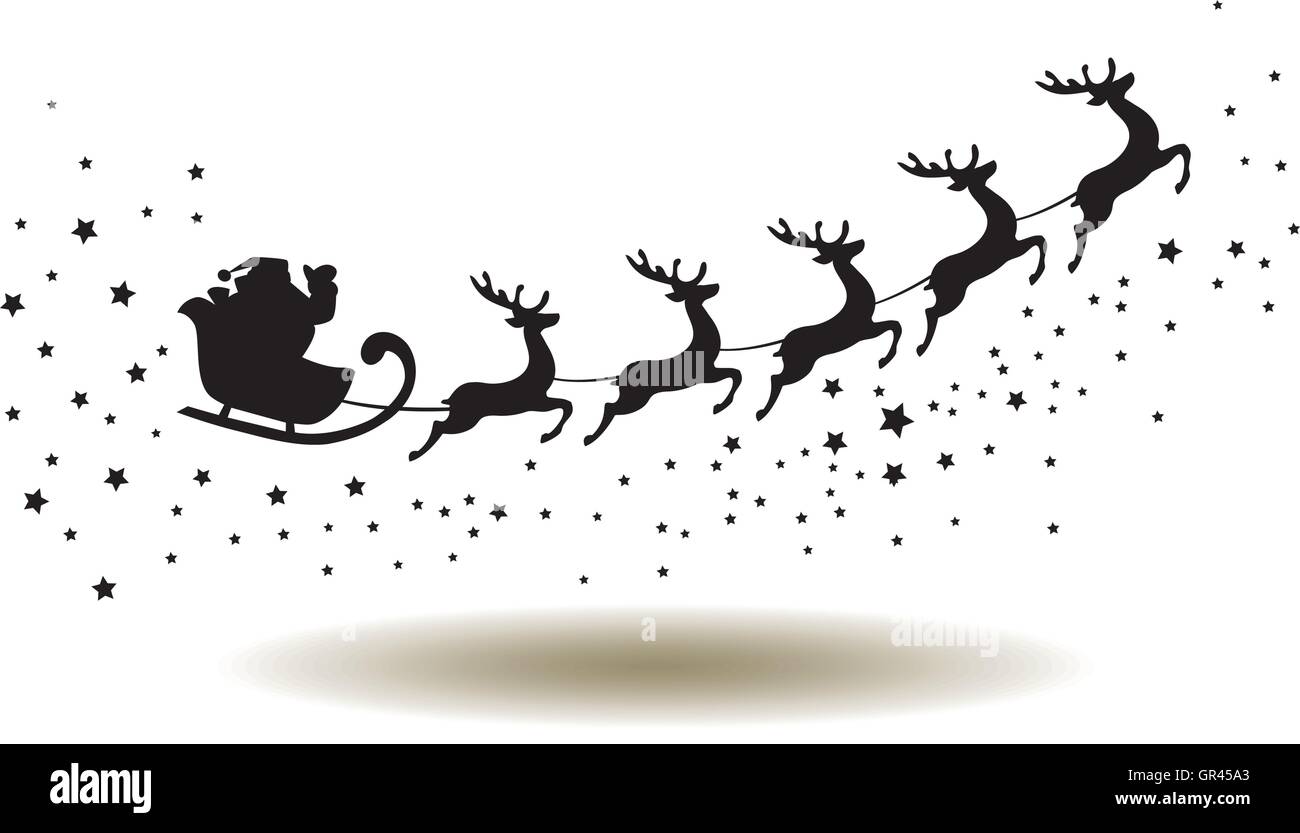 vector illustration of flying Santa Claus with deer Stock Vector Image ...