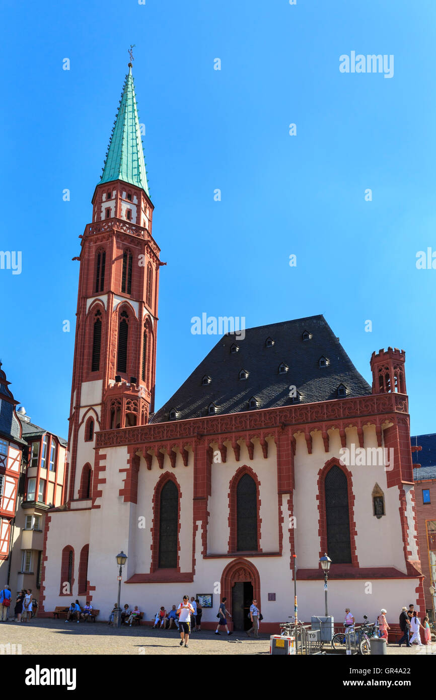 Alte Nikolaikirche, Old St Nicholas Church, lutheran medieval church in the historic centre of Frankfurt, Germany Stock Photo