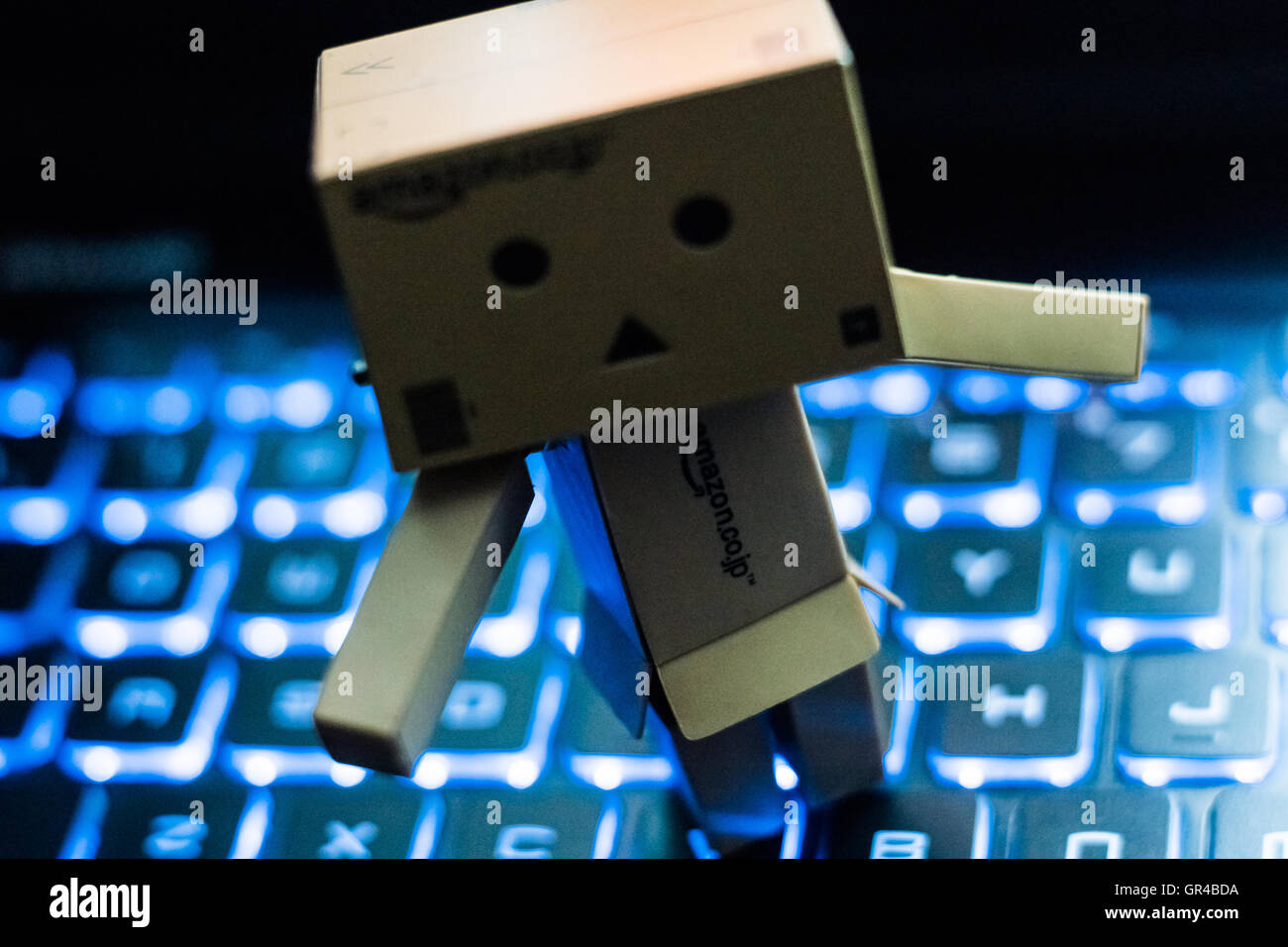 danbo on a laptop Stock Photo