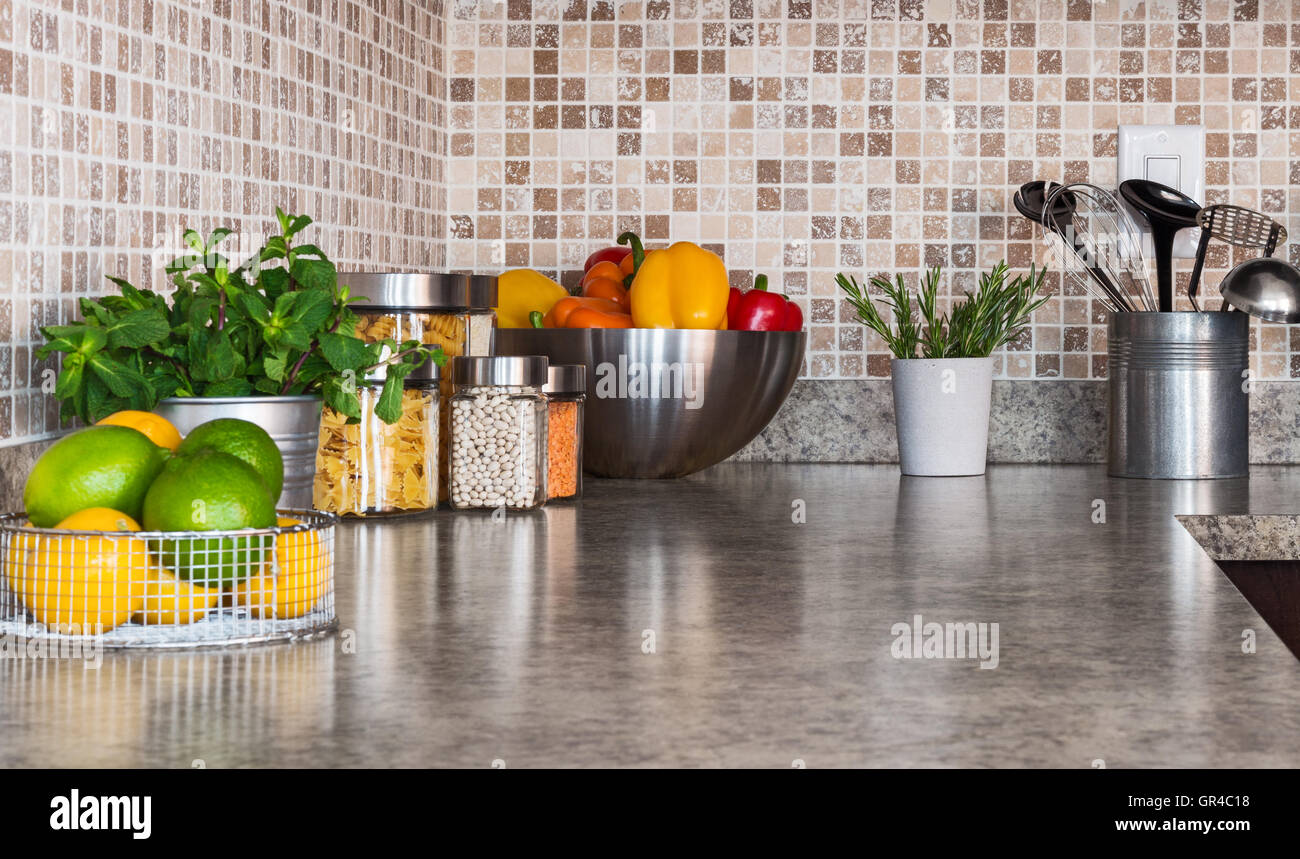 Kitchen tiles counter top food hi-res stock photography and images - Alamy