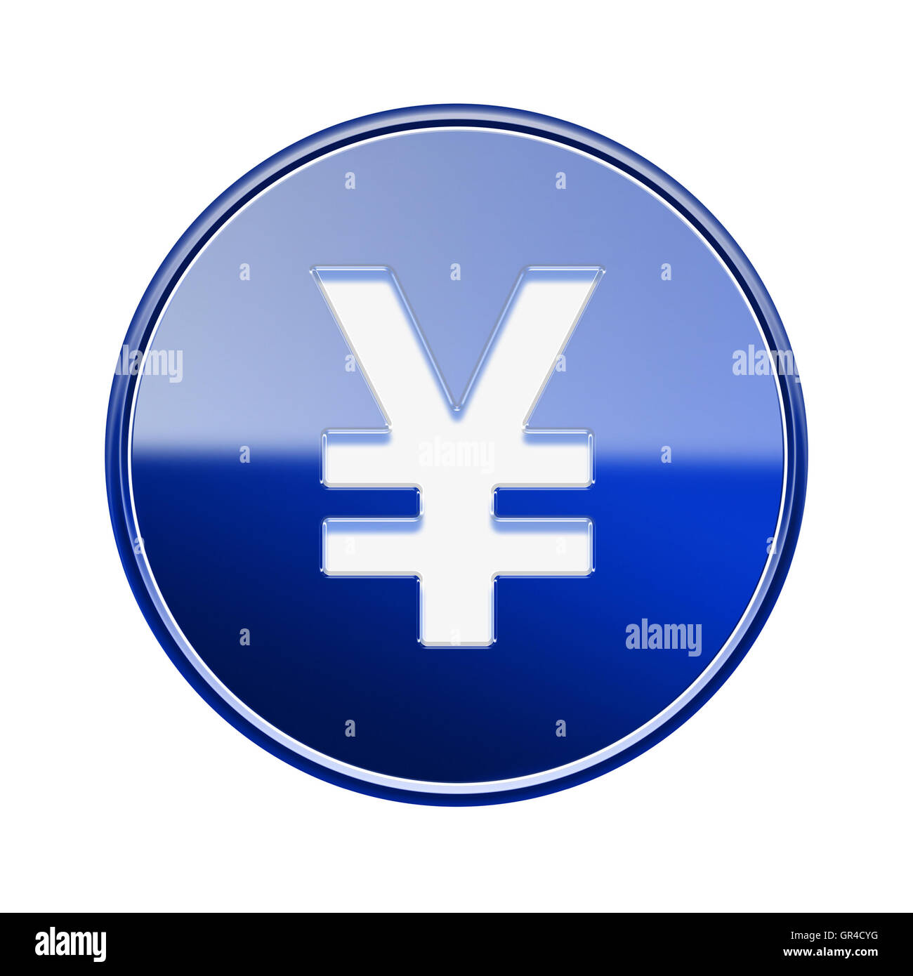 Yen icon glossy blue, isolated on white background Stock Photo