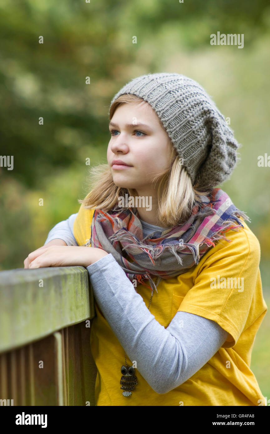 cute little girl in the autumn park Stock Photo - Alamy