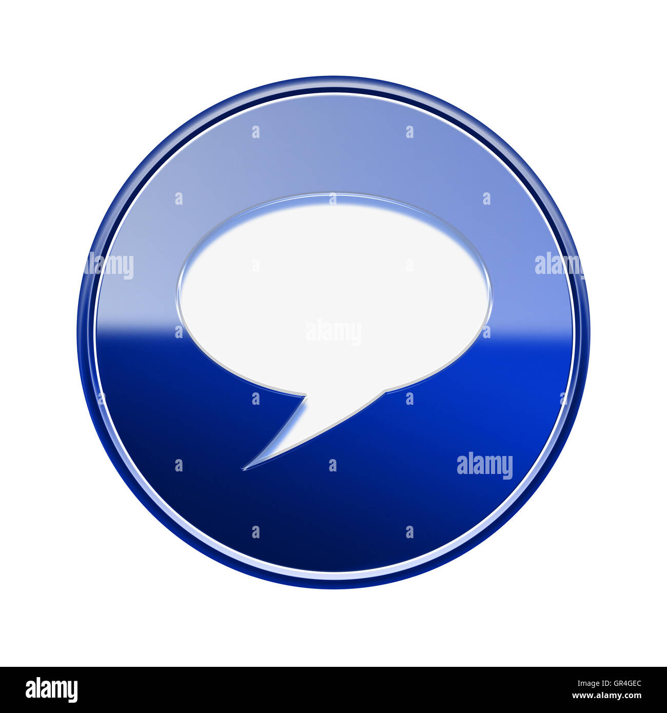 Chat icon glossy blue, isolated on white background Stock Photo