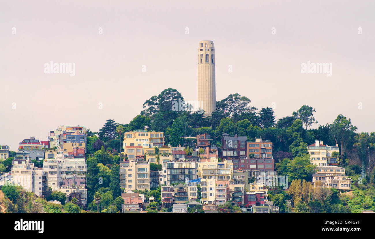 San Francisco, a very popular tourist destination, is known for its foggy summers, impossibly steep hills, and iconic landmarks. Stock Photo