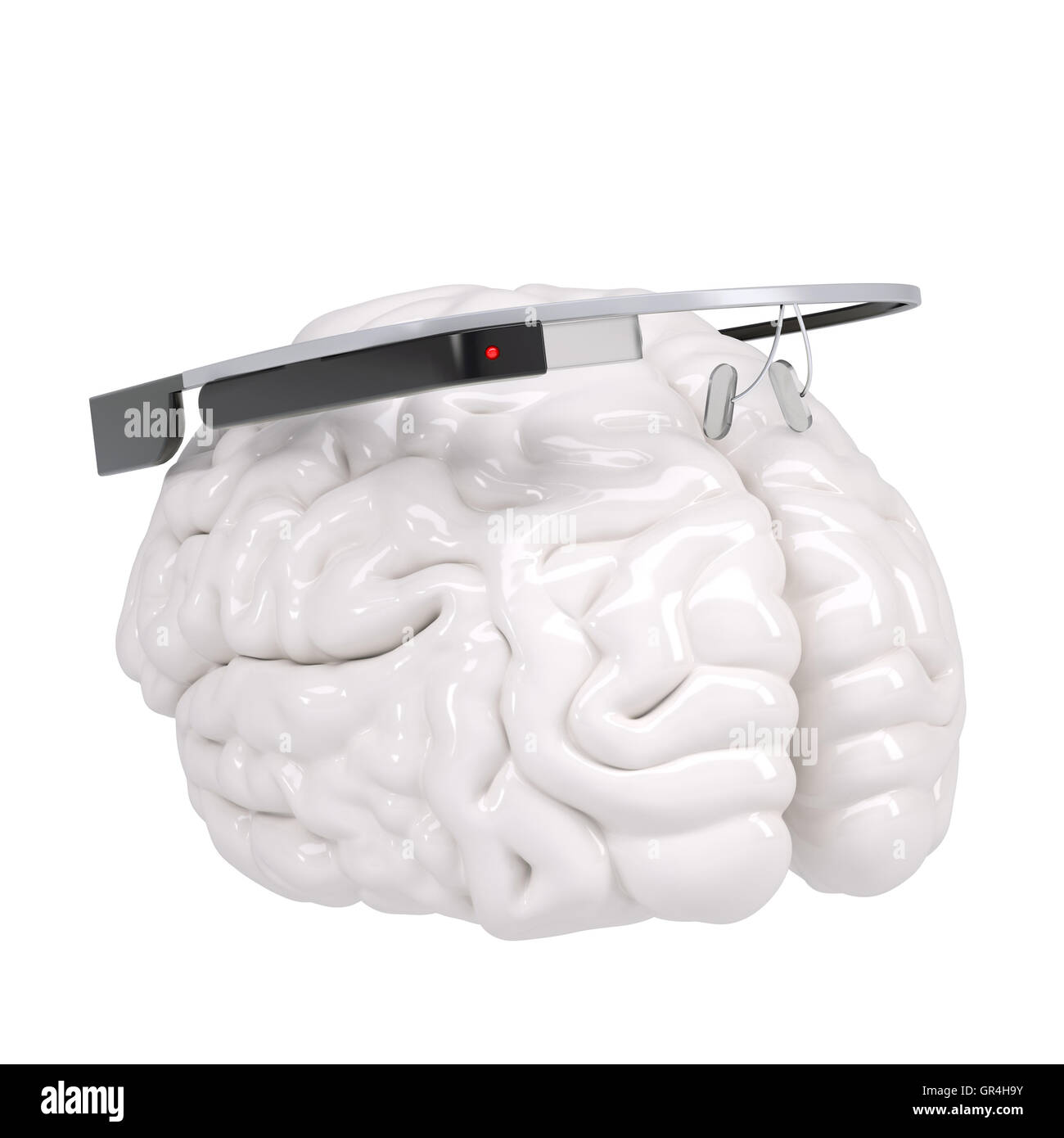 Google Glass and brain Stock Photo