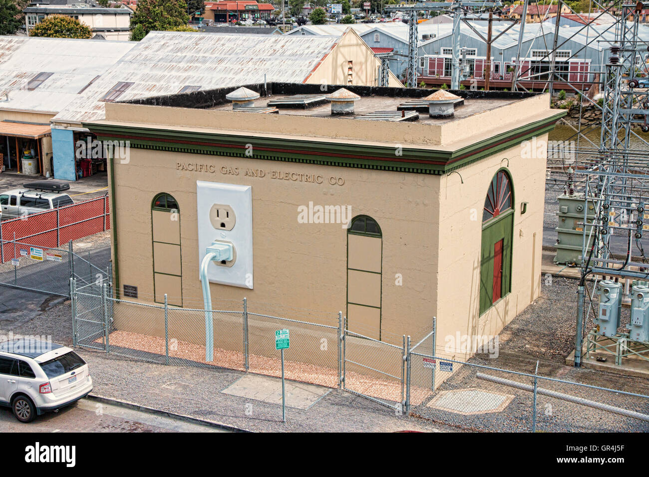 Pacific Gas and Electric power station in Petaluma, California Stock