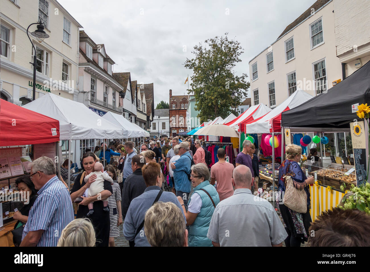 Busy Faversham Market Place Day Faversham Kent England Stock Photo