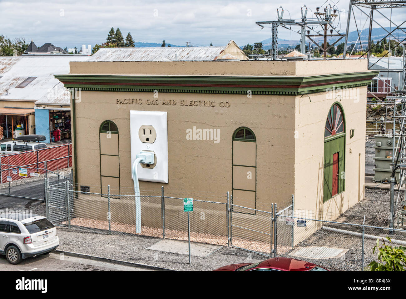 Pacific Gas and Electric power station in Petaluma, California Stock