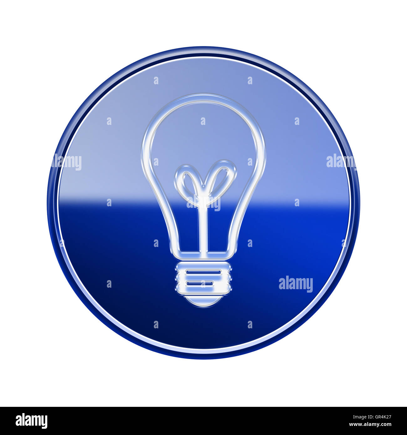 lightbulb icon glossy blue, isolated on white background Stock Photo ...