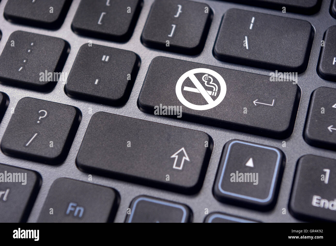 no smoking sign on keyboard, for anti smoking concepts. Stock Photo