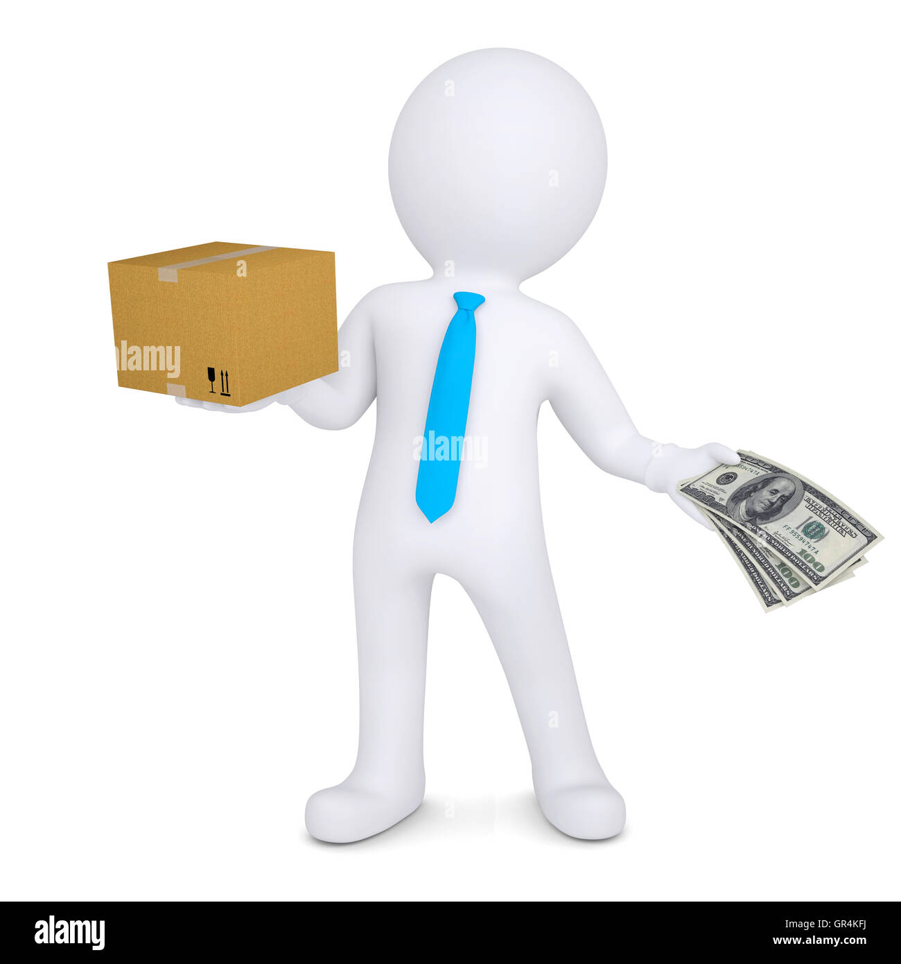 3d man changing a cardboard box on the money Stock Photo - Alamy